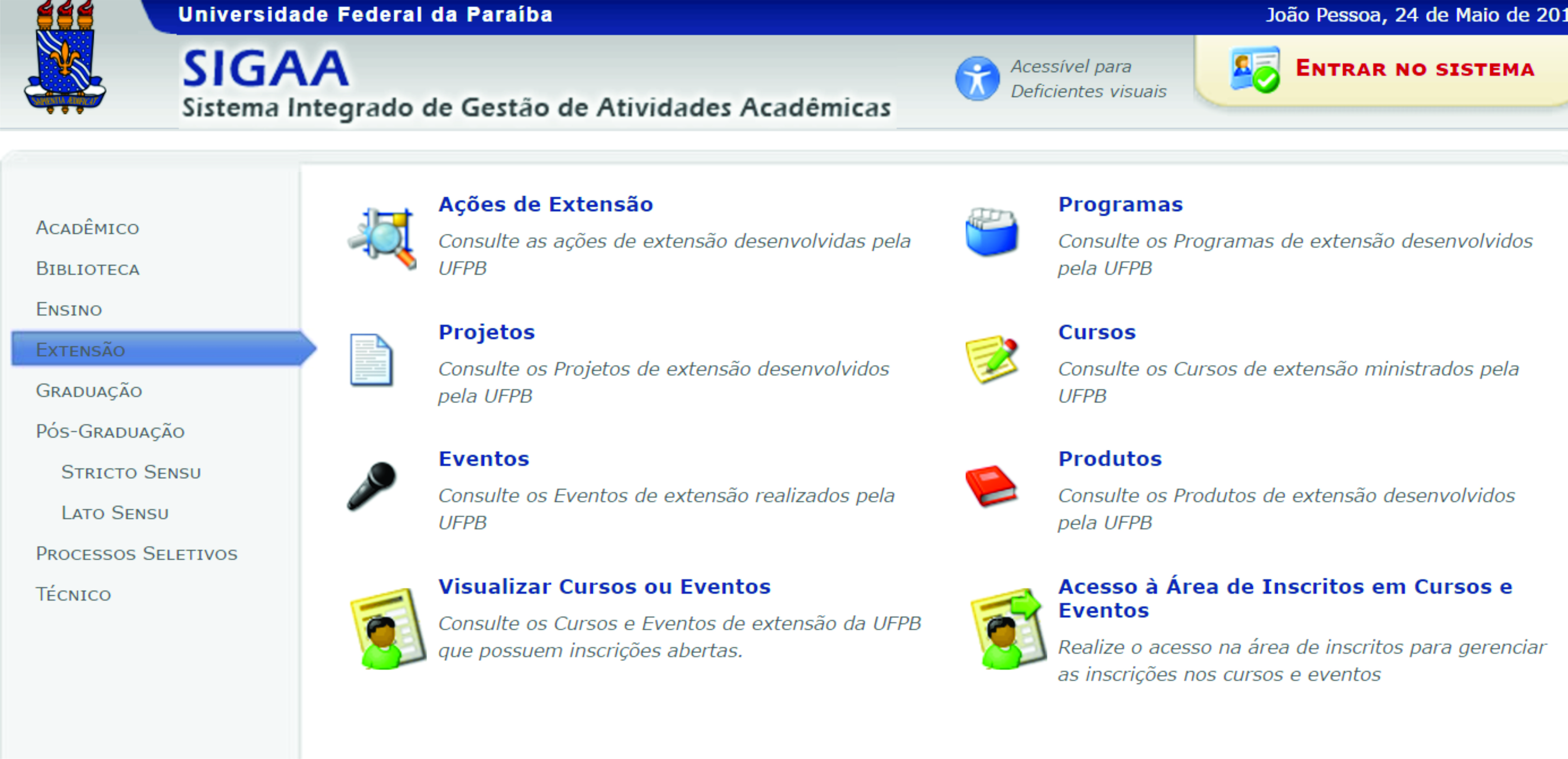 Tela Inicial SIGAA Tela Inicial SIGAA